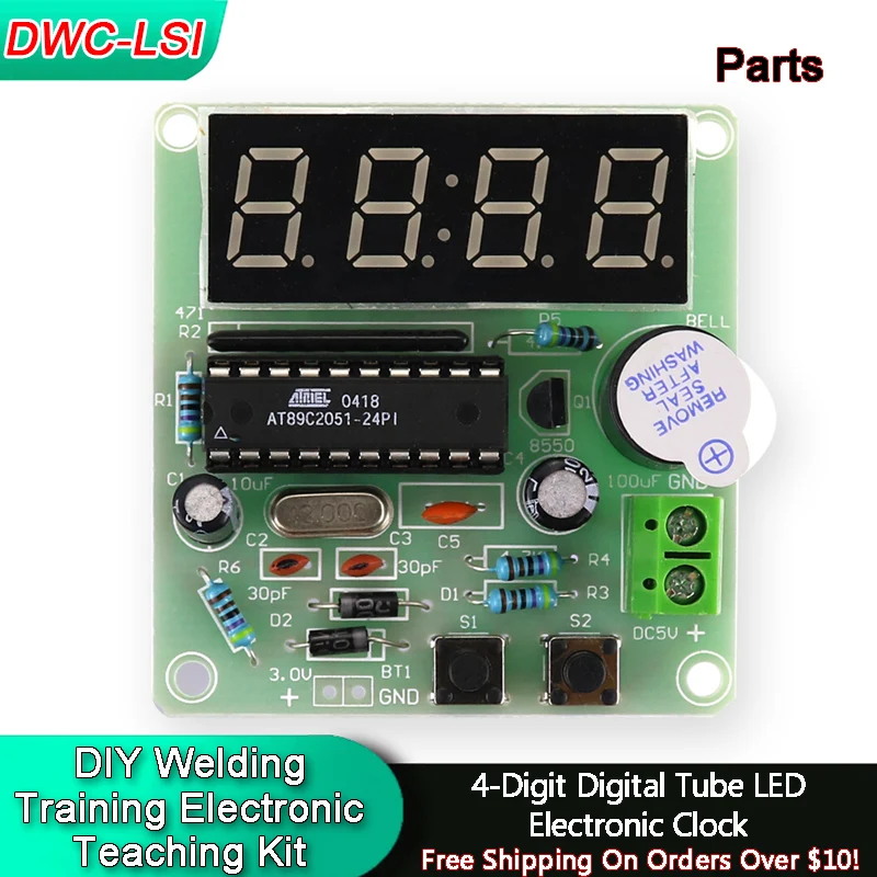 DIY 4-Digit Digital Tube LED Electronic Clock DIY Welding Kit Microcontroller Welding Training Electronic Teaching