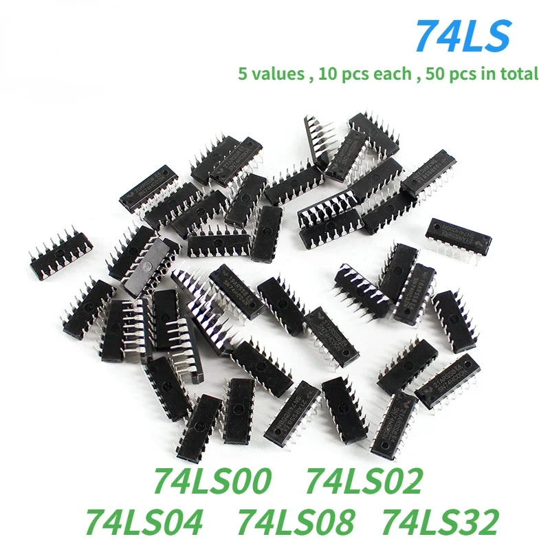 50PCS/Lot Integrated Circuit Logic IC Assortment Kit 74HC00 74LS00 CD4069 DIP-14 Chip Driver Electronic Components Kit IC Chip
